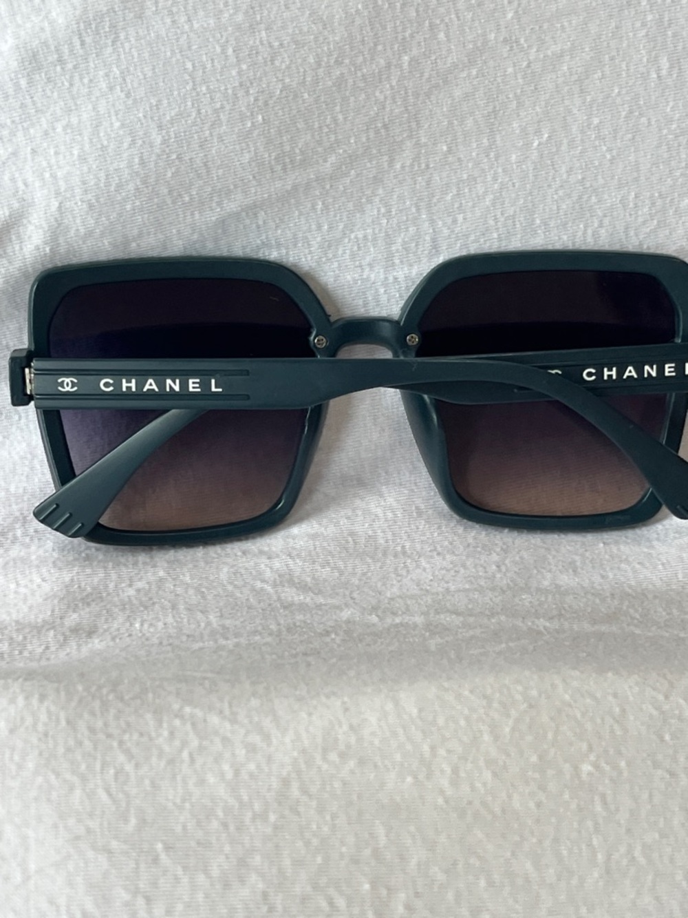 River Blue CHANEL Black Square Gradient Lens Women's Sunglasses - Picture 3 of 10